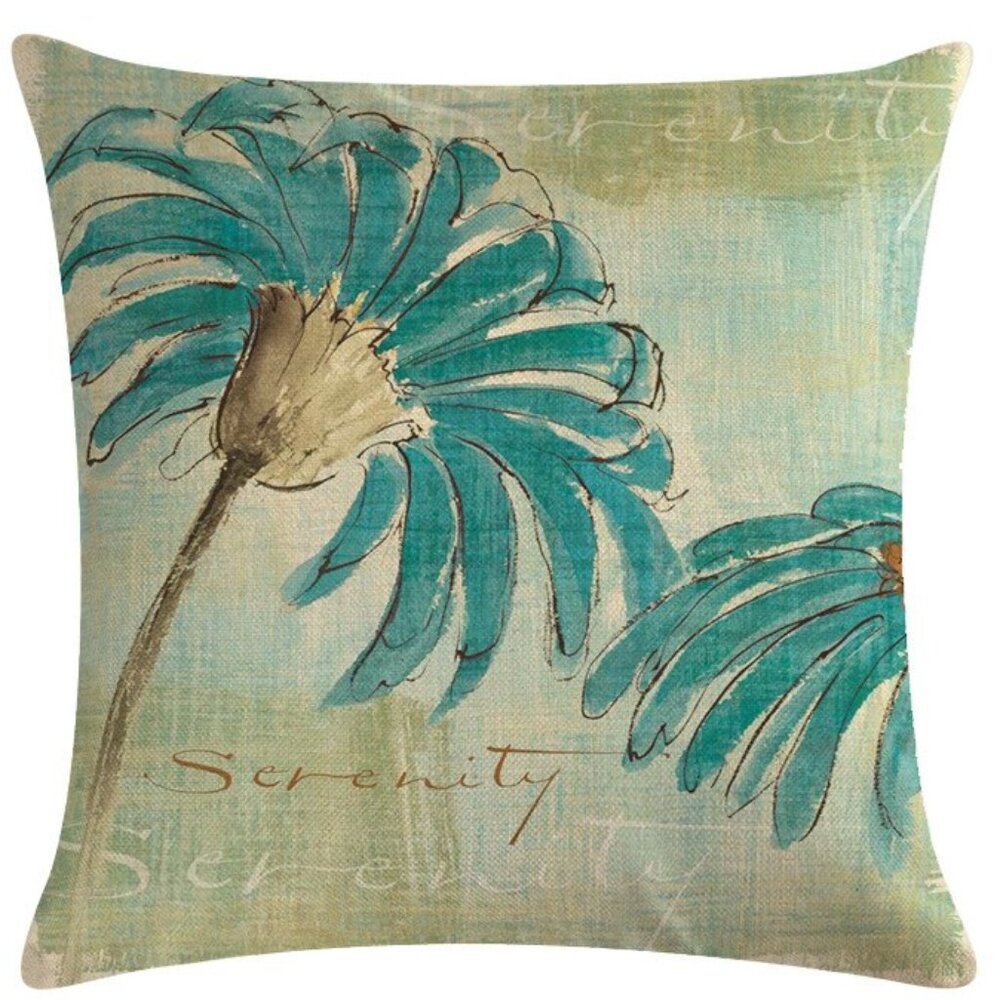 Serenity Blue Daisy Pillow Cover